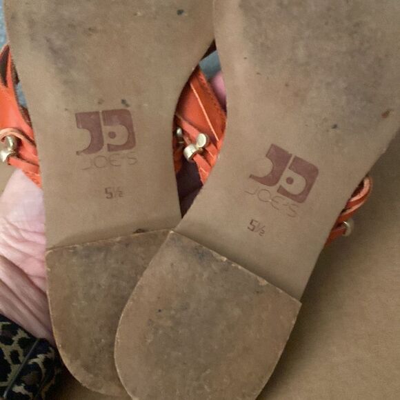 Joes Jeans Orange Leather Strappy Slip On Sandals - Picture 7 of 8